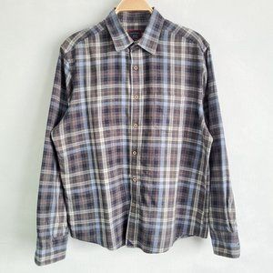 UNTUCKit Casual Blue Gray Plaid Button Down Long Sleeve Shirt Size Medium